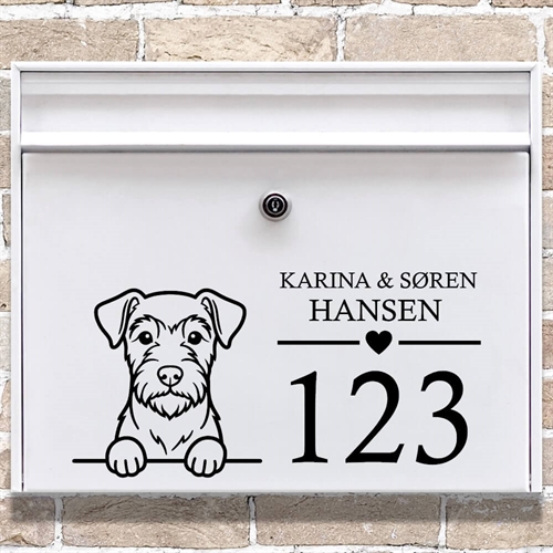 Postkasse stickers med Airedale Terrier